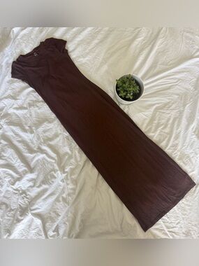 aerie Ribbed Scoop Neck Top - Brown